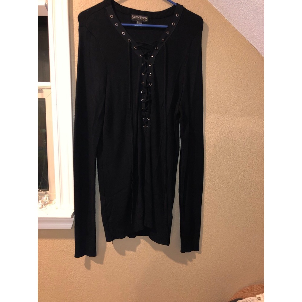 Forever 21+ Lace-Up Sweater